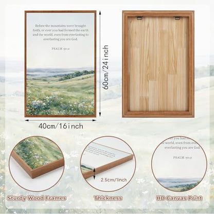 KAlRNE Scripture Wall Art Botanical Green Print Bible Verse Set-16’’X24’’X3 - color: Natural Christian, size: 16"Lx24"W