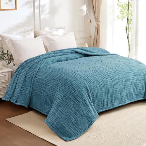 Whale Flotilla Lightweight Fleece Queen Size Blanket for Bed, Slate Blue - color: Slate Blue, size: Queen(90x90 Inch)