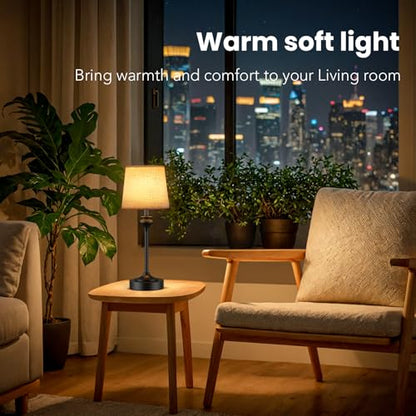 NIORSUN Portables Cordless Table Lamp Set of 2, Battery Operated Lamp, Bedside Table Lamp with Warm White,3 Way Dimmable Touch Desk Lamp for Bedroom Living Room Restaurant Whtie Shade (Black) - size: 2Pack-16.5in