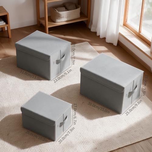 Storage Bin with Lid, Closet Boxes, 4 Pack, Grey, 10.2x7.9x6.7 In - color: Grey, size: Small（4 Pack）