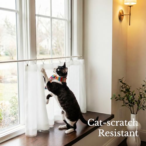 NICETOWN Non-See-Through Off White Sheer Cafe Curtains, W37xL24 - color: Off White, size: 37"W x 24"L (Pack of 2)
