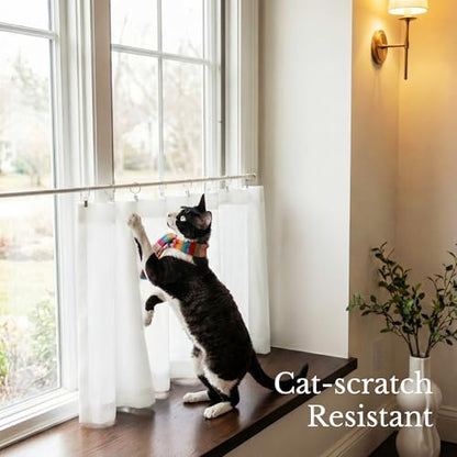 NICETOWN Non-See-Through Off White Sheer Cafe Curtains, W37xL24 - color: Off White, size: 37"W x 24"L (Pack of 2)