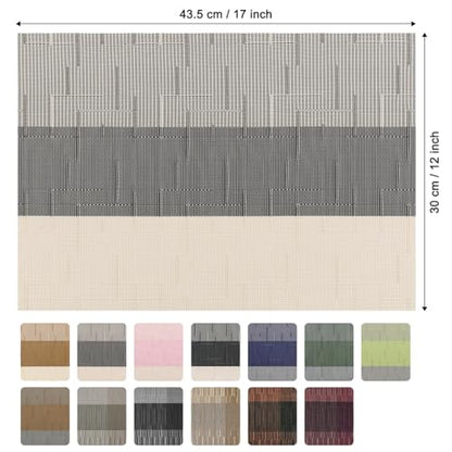 Placemats Set of 6, Vinyl Woven Heat-Resistant Place Mats - color: Beige Dark Gray, size: Set of 6