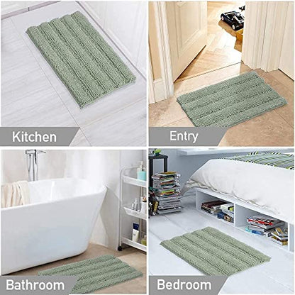 Turquoize Small Bathroom Rug 17x24, Soft Absorbent Chenille Bath Rug, Sage - color: Sage, size: 17" x 24"