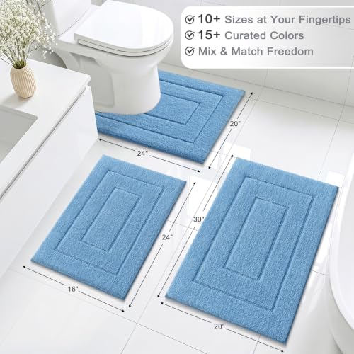 Buganda Microfiber Bathroom Rugs 30x20, Soft Shaggy Absorbent Bath Rugs - color: Blue, size: 30" X 20"