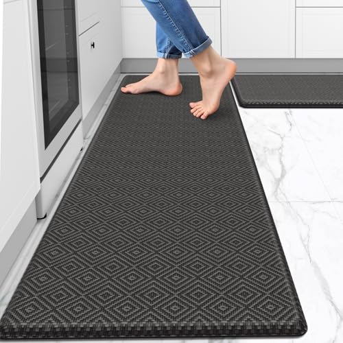 Kitchen Mat 2PCS Kitchen Rugs Cushioned Anti-Fatigue Rug Standing Desk Mat - color: Dark Grey, size: 59"L x 17.3"W x 0.5"Th