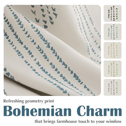 100% Blackout Blue Boho Curtains, 90 Inches, 2 Panels for Bedroom - color: Blue, size: 52"W x 90"L (Pack of 2)