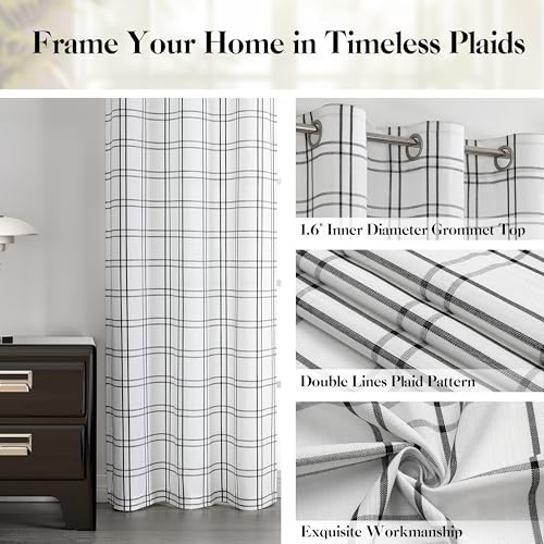 Black and White Buffalo Plaid Curtain Panel 54 Inch Long - color: Plaid Black/White, size: 40"W x 54"L (Pack of 2)