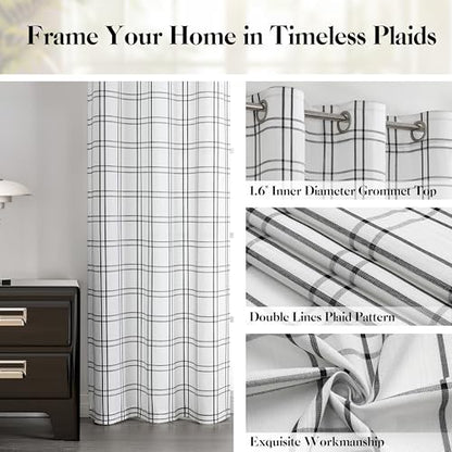 Black and White Buffalo Plaid Curtain Panel 54 Inch Long - color: Plaid Black/White, size: 40"W x 54"L (Pack of 2)