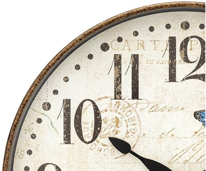 Westclox 32897BF Wall Clock, 12-Inch Round Analog Clock with Bold, Easy-to-Read Numbers, Battery Powered, Precise Quartz Movement, Perfect for Living Room, Kitchen, Office (Butterfly, 12-Inch) - style: Vintage