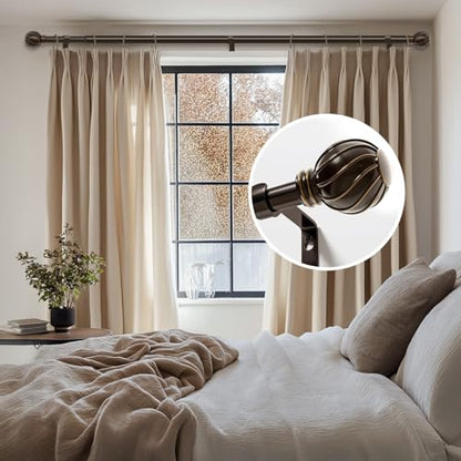 Brown Curtain Rods for Windows 66 to 120 Inch 7/8" Diameter Long - color: Brown, size: 36"-120"|1 Pack