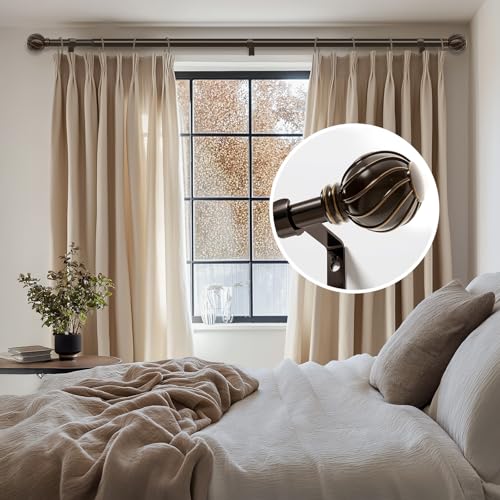 Brown Curtain Rods for Windows 66 to 120 Inch 7/8" Diameter Long - color: Brown, size: 36"-120"|1 Pack