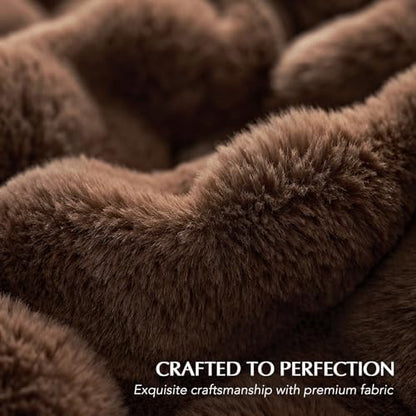 EverGrace Faux Rabbit Fur Bubble Throw Blanket, 50"x60", Chestnut - color: Chestnut, size: 50"x60"