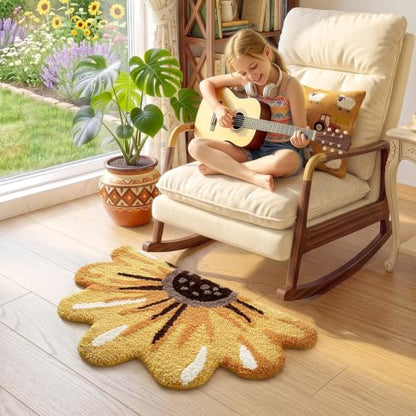 LUMI Floral Bathroom Rug, Absorbent Non Slip Bath Mat, 20"x36" - color: Floral-sunflower