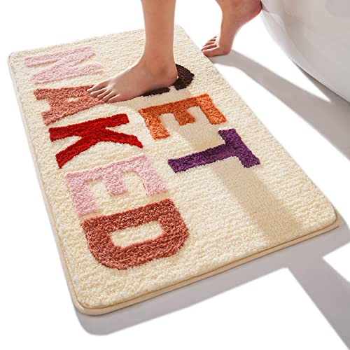 QJHOMO Get Naked Bath Mat Cute Funny Bathroom Rug Non Slip, 16" x 24" - color: Beige, size: 1'4" x 2' (Rectangular)