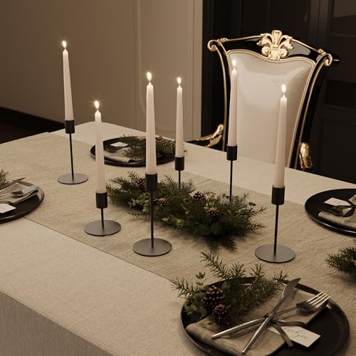zeochyni Black Taper Candle Holder Metal Candlestick Holders Set of 6 - color: Black, size: Set of 6