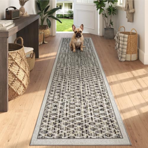 2x8ft Non Slip Hallway Runner Rug，Low Pile Kitchen Runner Rug,Grey - color: Grey, size: 2'x8'