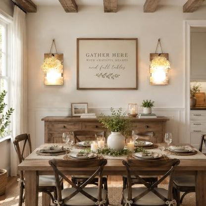 Rustic Mason Jar Sconces Wall Decor, Brown, Set of 2 - color: 11.8"H Brown + Hydrangea