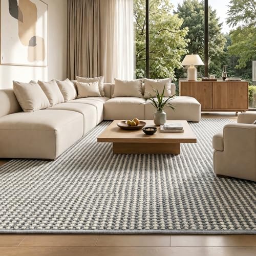 Faux Jute Area Rug 4'x6', Washable & Non-Slip, Grey & White - color: Grey & White, size: 4' x 6' (Rectangular)