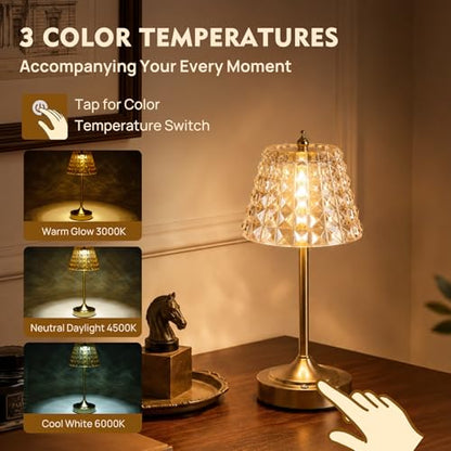 Flower Battery Operated Rechargeable Lamp Cordless, Rhombic, Amber - color: Amber-Rhombic