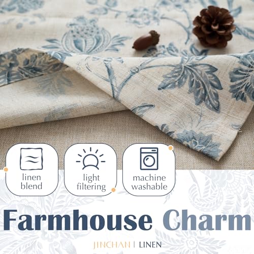 jinchan Floral Valance Curtain Linen 16 Inch Farmhouse 1 Panel Blue - color: Jacobean | Blue, size: 50"W x 16"L (Pack of 1)