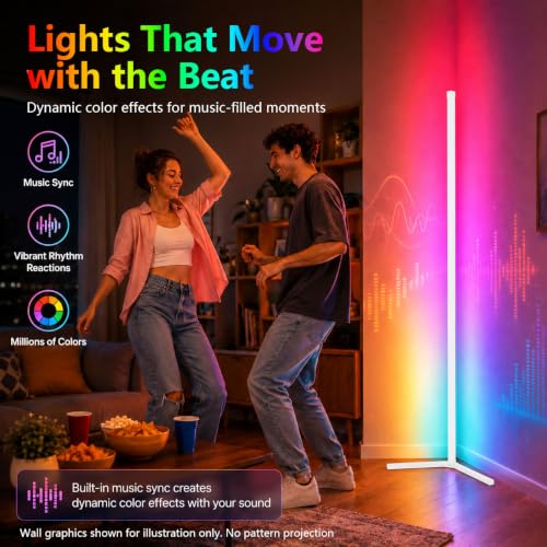 LED Corner Lamp, Color Changing Standing Lamp,White