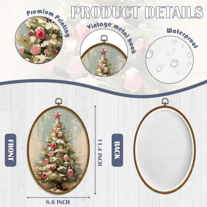 JMENGSSFL Christmas Tree Winter Hanging Gifts Oval Wall Decor, 8.6x11.4 - color: Christmas-8