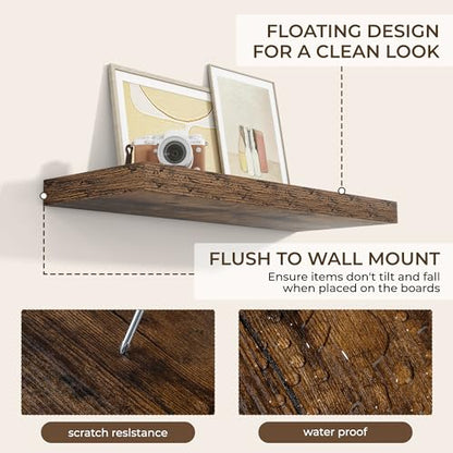 RICHFOCUS 36Inch Floating Shelves for Wall 2Pack|Rustic Brown|8" D - color: Rustic Brown, size: 36"L x 8"D, Set of 2