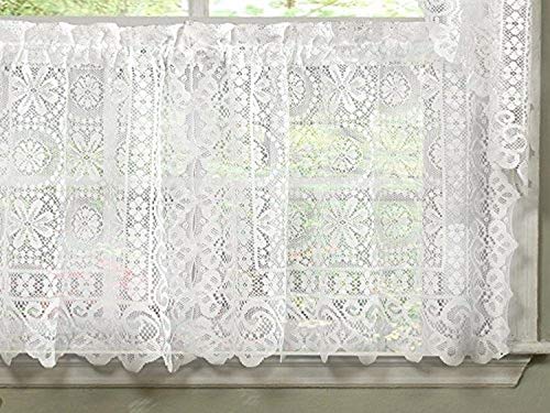Sweet Home Collection Old World Style Floral Heavy Lace Kitchen Curtain, 36" Tier, Hopewell White - color: Hopewell White, size: 2"W x 9"L (Pack of 1)