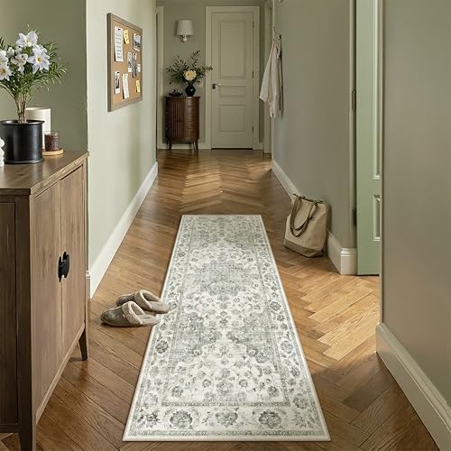 Washable Neutral Green Kitchen Runner Rug Set of 3 - color: Neutral | Green, size: 20"x32"+20"x48"+30"x50"
