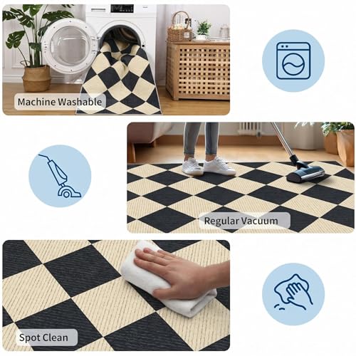 GarveeHome Checkered Entryway Rug 2x3 Black Diamond Washable Front Door - color: Dark/Coffee, size: 2' x 3' (Rectangular)
