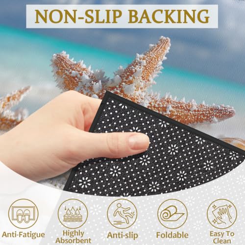 Beach Sea Starfish Bath Mat Rug, Door Mat Doormat Entrance Non-Slip Bathroom Rugs for Entryway Bathroom Kitchen 17 x 30 Inch - color: Beach Sea Starfish