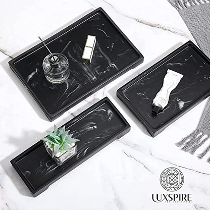 Luxspire Marble Tray for Soap Dispenser Perfume Jewelry, S, Ink Black - color: A - Ink, style: Small