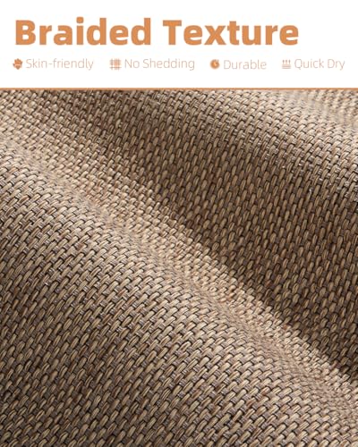 PADOOR Braided Toilet Rugs U Shaped 20''x24'', Non Slip Toilet Mat, Brown - color: Brown, size: 20''x24'' U-Shaped