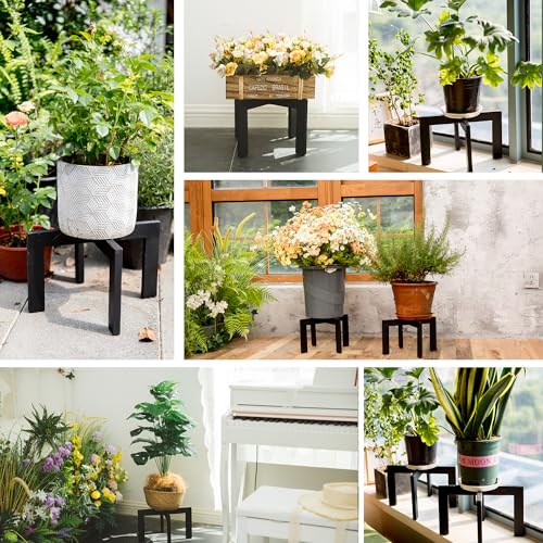 HPC DECOR 2 Pack Wood Plant Stand-Mid Century Modern Planter Stands-Wooden Flower Pot Stands Riser,Low Short Plant Stands Indoor-Modern Minimalist Wooden Stool for Plant Pot Holder, Fit 5-15 Inch Pot.