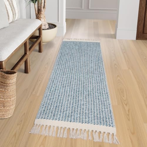 Lahome Boho Bathroom Runner Rug, 2x6 Washable Rugs for Kitchen Hallway - color: Blue/Multi, size: 2' x 6' (Runner)