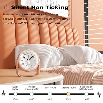 AYRELY® 3.5" Small Analog Travel Alarm Clock, Battery Operated Desk Clock - color: Pink