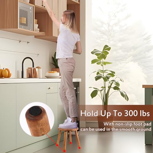 Round Solid Wooden Stool,Plant Stand,Step Stool,Walnut,10" H - color: Walnut, size: 10inch