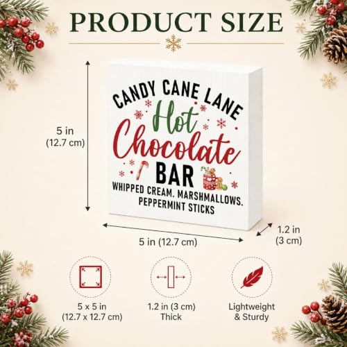 Candy Cane Lane Hot Chocolate Bar Sign, Christmas Coffee Bar Wood Box Decor - color: Style 3