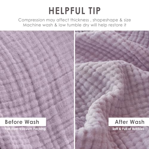 EMME Muslin Cotton Blanket Adults Heather Lavender Throw XL 50"x70" - color: 11 - Lavender, size: Large Throw (50" X 70")