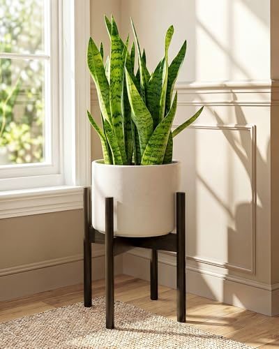 Bamworld 14.9in Adjustable Plant Stand Indoor Bamboo Plant Stand Tea Brown - color: Tea Brown, size: 14.9in
