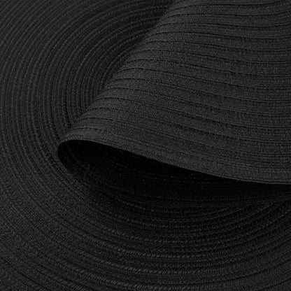 SHACOS Round Braided Placemats Set of 4 Heavy Cotton Polyester Washable Round Table Mats for Dining Tables 15 inch Non Slip Heat Resistant (Black, 4) - color: Black, size: Set of 4