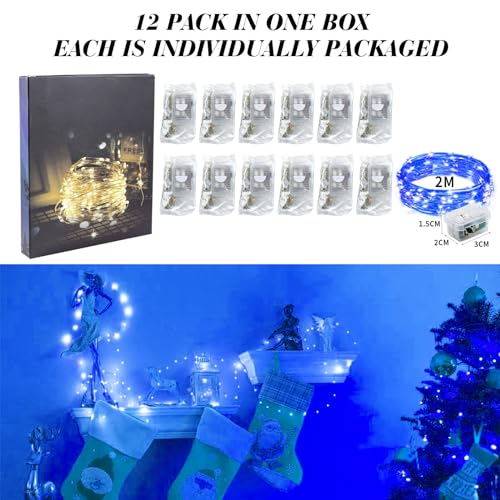 ZGWJ 12 Pack Blue Fairy Lights, Mini String Lights - color: Blue, size: 12P