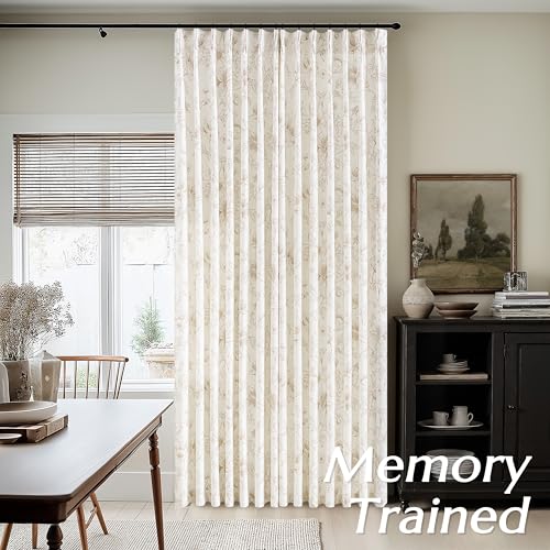 BILEEHOME Coffee Flower Print Pinch Pleated Linen Curtains 96 Inch Long - color: Coffee, size: 40"W x 96"L (Pack of 2)