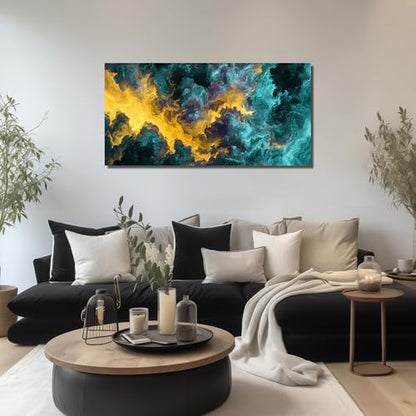 Ouzzlie Yellow Wall Art Abstract Picture Art for Bedroom - color: yellow, size: 48"L x 24"W