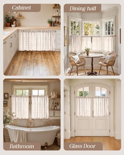 Miss Adola 30 Inch Length Kitchen Tier Curtains, Striped Farmhouse - color: Striped Farmhouse, size: 28"W x 30"L (Pack of 2)