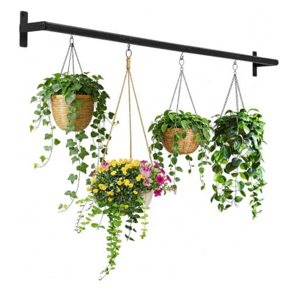 Window Plant Hanger for Indoor Plants, 41 Inch Adjustable Hanging Plant Rod, Wall or Ceiling Mount Space-Saving Herb Garden Rack, Black, Pots Not Included(Without Flower Pot) - size: 40in-pole