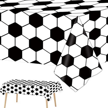 Tevxj 3 Pieces Soccer Party Tablecloths for Soccer Birthday Decorations Plastic Disposable Sports Ball Party Table Covers for Rectangle Tables Birthday Supplies Favors, 54 x 108 Inches - style: Soccer