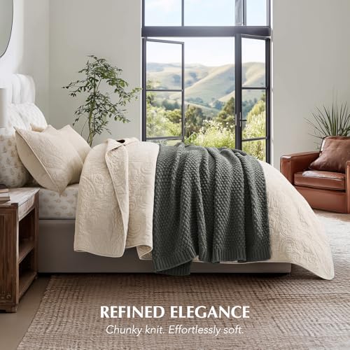 EVERGRACEHOME Chunky Chenille Knit Throw Blanket, 50 x 60, Charcoal Gray - color: Charcoal Gray, size: 50" X 60"