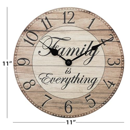 Westclox Wall Clock, 11-Inch Round Analog Clock with Inspirational Dial, Battery Powered, Quartz Movement, Farmhouse Rustic Decor for Living Room, Kitchen, Bedroom (Family is Everything, 11-Inch) - style: Farmhouse
